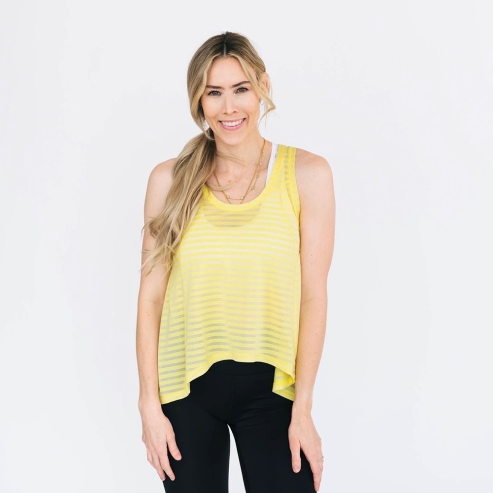 ZYIA Active Nimbus Split Back Athletic Tank Lemon Yellow Sz Large